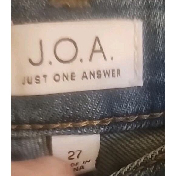 NWT JOA Just One Answer Cropped Jeans High Rise Raw Hem Med Wash Womens 27 A123 - Picture 3 of 5